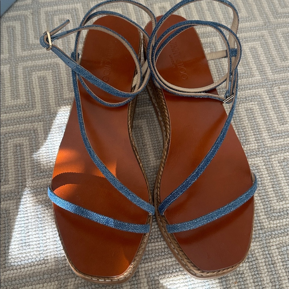Jimmy Choo Women's Denim Espadrille Sandal size 39 1/2